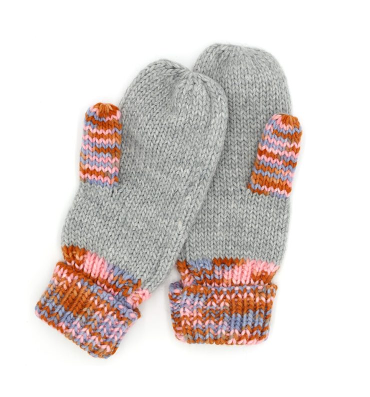 A photo of the Multi Color Fleece Mittens In Grey product