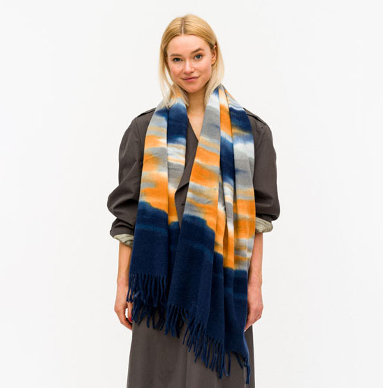 Navy & Orange Tie Dye Oblong Scarf - Best of Everything | Online Shopping