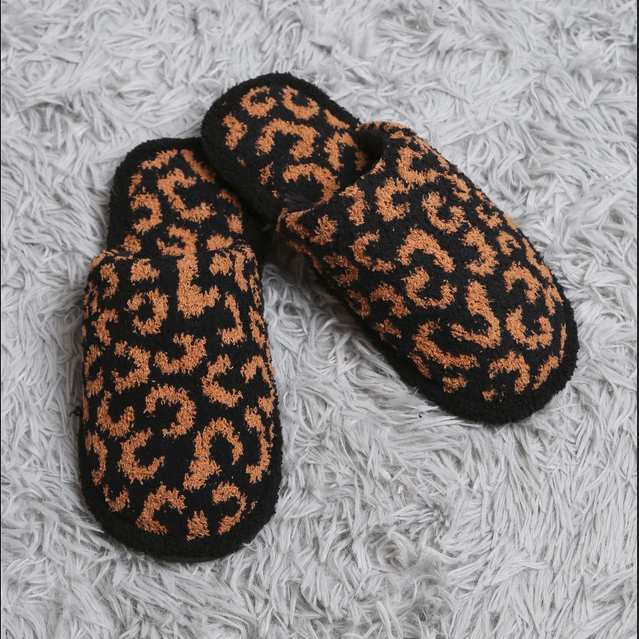 Leopard Comfy Luxe Slippers In Black Best of Everything Online Shopping