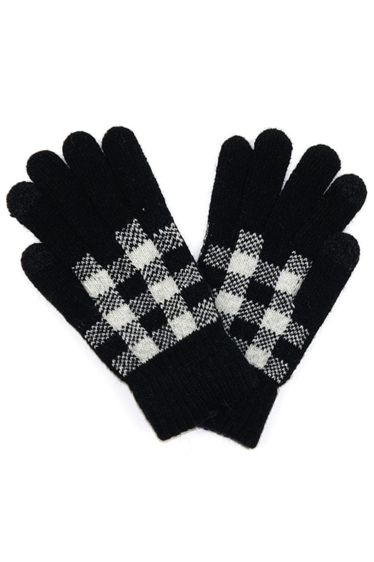 A photo of the Buffalo Plaid Knit Gloves product