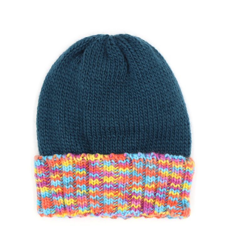 A photo of the Multi Color Fleece Beanie In Teal product
