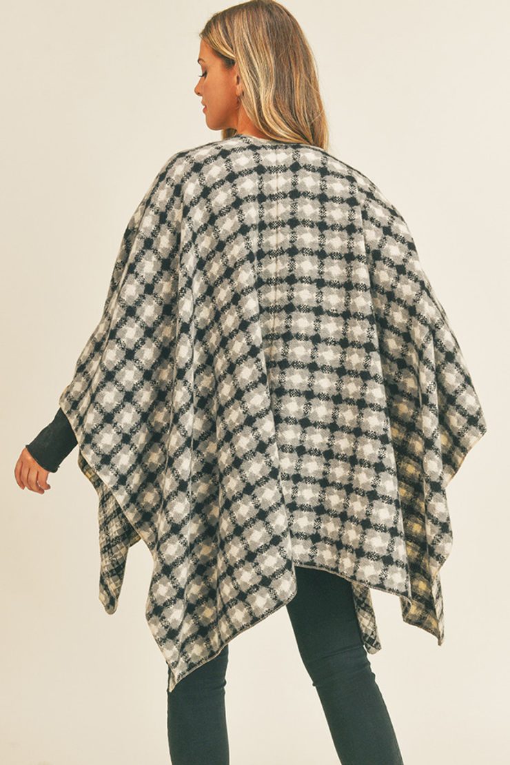 A photo of the Plaid Ruana In Black product