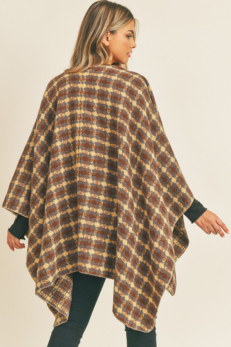 A photo of the Plaid Ruana In Brown product