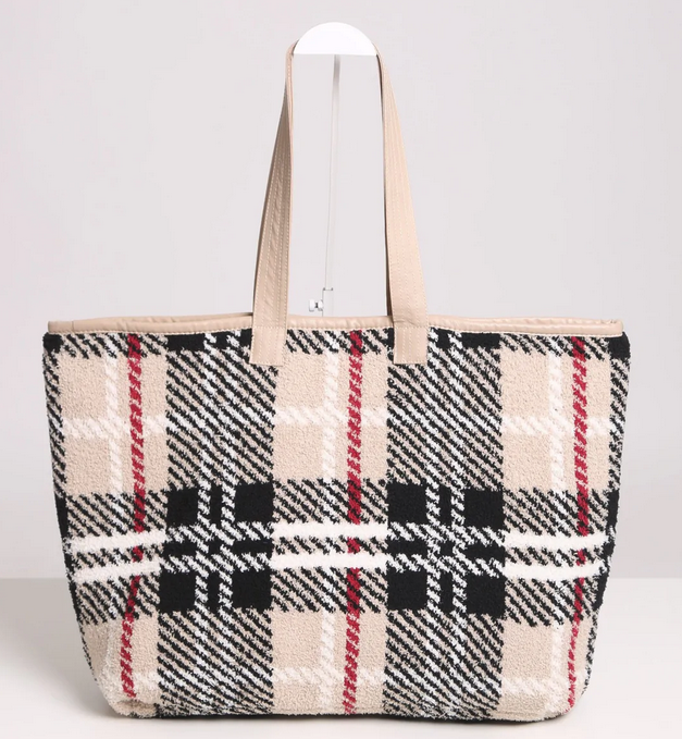 A photo of the Plaid Comfy Luxe Tote product
