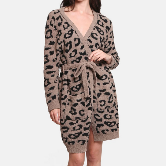 A photo of the Leopard Comfy Luxe Robe product