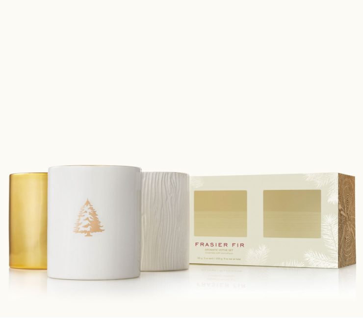 A photo of the Frasier Fir Gilded Poured Candle Trio Set product