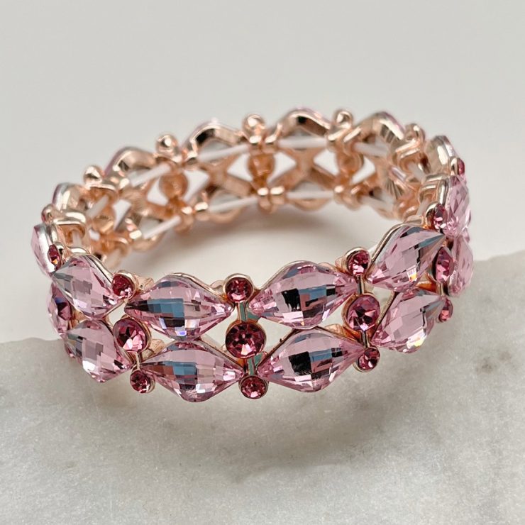 A photo of the Glitzy Stretch Bracelet In Pink product