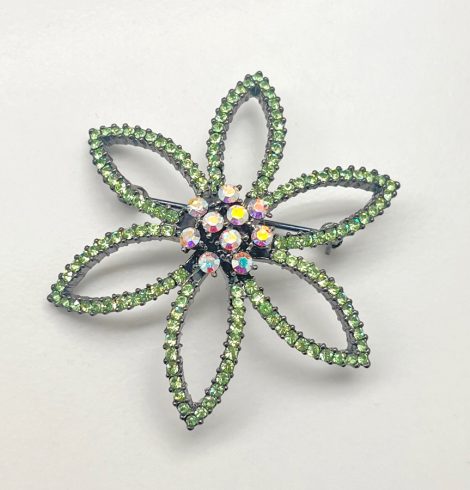 A photo of the Flora Rhinestone Pin In Green product