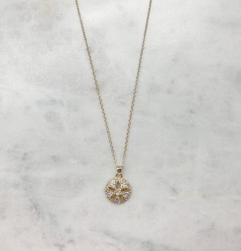 A photo of the Rhinestone Sand Dollar Necklace In Gold product