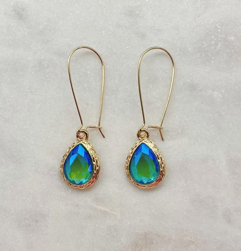 A photo of the Simple Jewel Earrings In Blue Green product