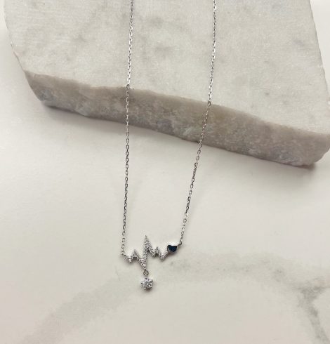 A photo of the Heartbeat Necklace In Silver product