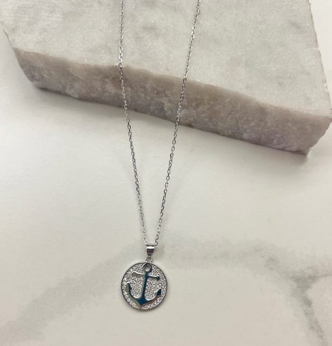 A photo of the Pave Anchor Necklace In Silver product