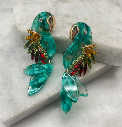 A photo of the Parrot Earrings In Green product