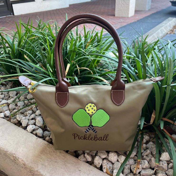 A photo of the Nylon Pickleball Tote In Taupe product