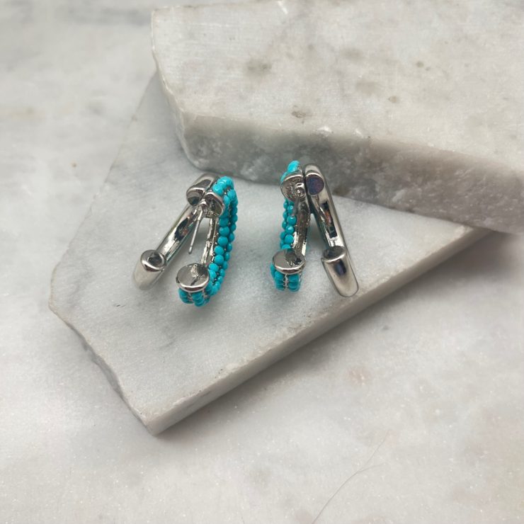 A photo of the Turquoise Double Hoops In Silver product