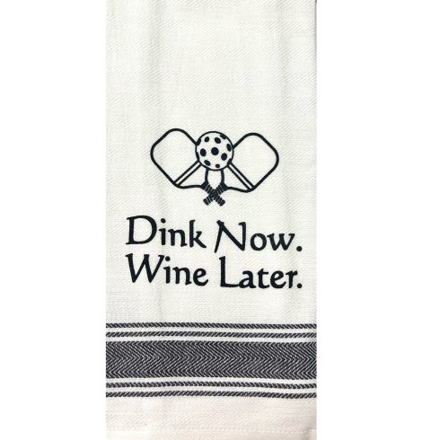 A photo of the Dink Now Wine Later Pickleball Towel product