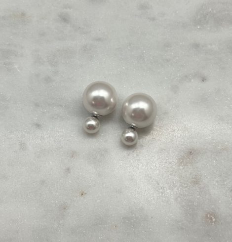 A photo of the Sterling Silver Pearl Peek-A-Boo Earrings product