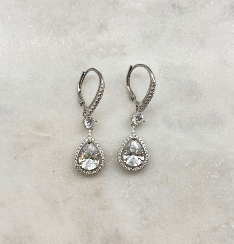 A photo of the Brilliance Rhinestone Drop Earrings product