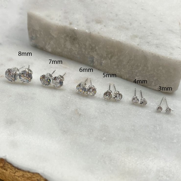 A photo of the Sterling Silver CZ Stud Earrings product