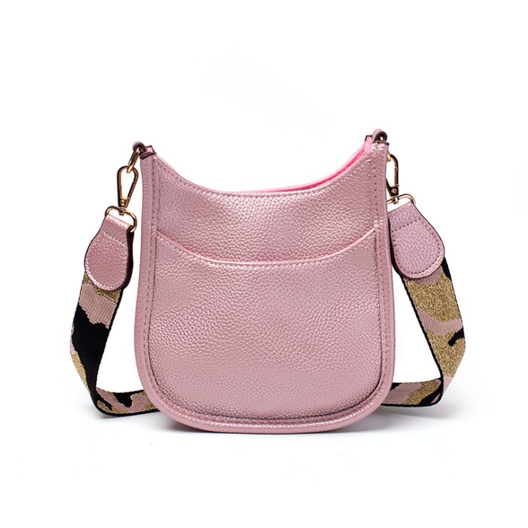 A photo of the Mini Messenger Bag In Metallic Pink product