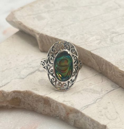 A photo of the Abalone Oval Medallion Ring product
