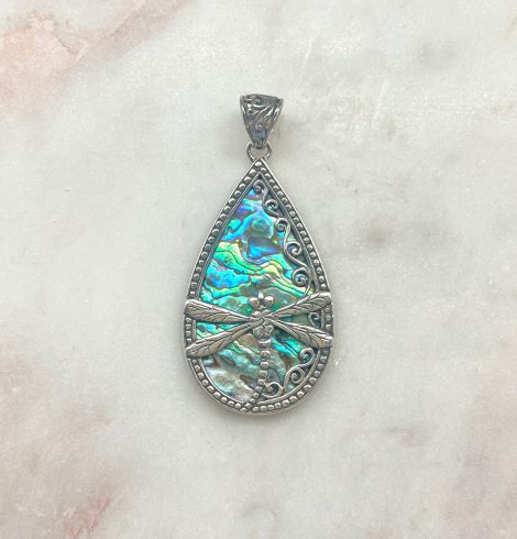 A photo of the Abalone & Sterling Silver Dragonfly Pendant product