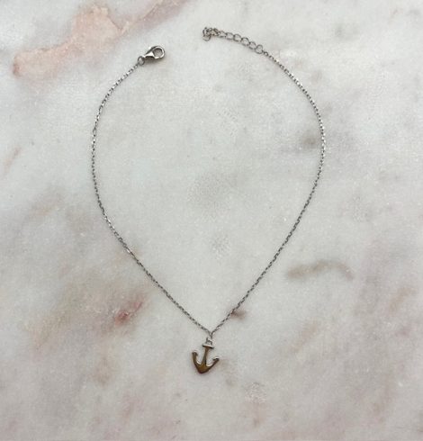 A photo of the Anchor Charm Anklet In Silver product