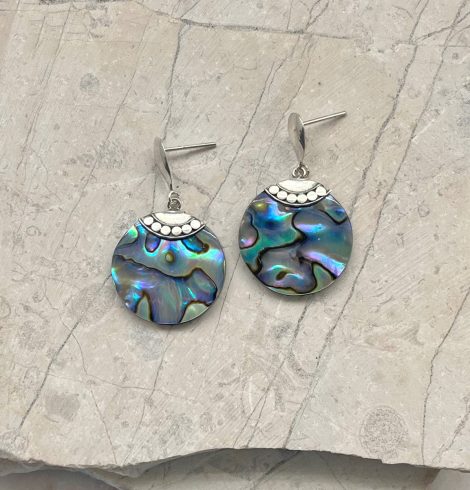 A photo of the Circle Abalone Earrings product