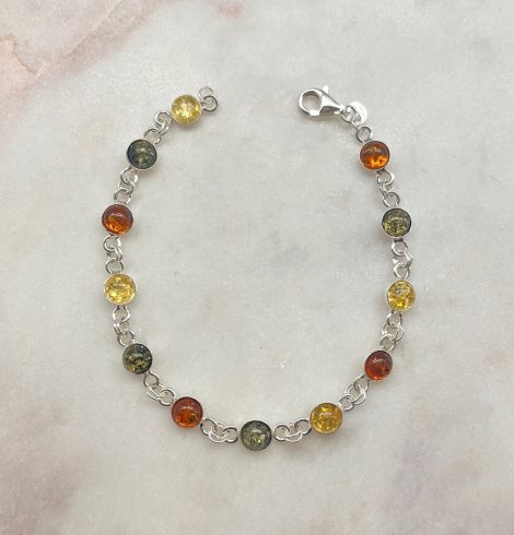 A photo of the Circle Multicolored Amber Link Bracelet product