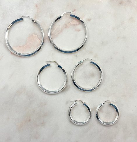 A photo of the Sterling Silver Diamond Tube Hoops product