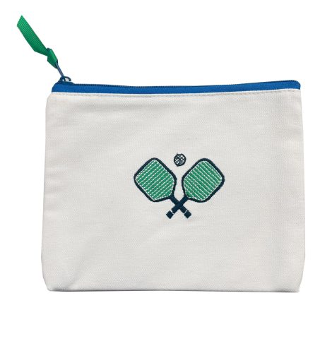 A photo of the Embroidered Pickleball Pouch in Green & Navy product