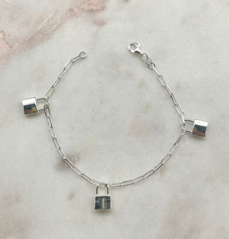 A photo of the Lock Charm Paper Clip Bracelet product