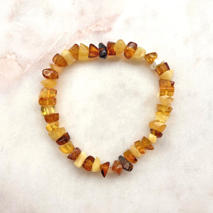 A photo of the Multi Color Baltic Amber Stretch Bracelet product