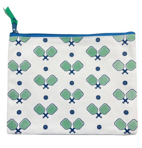 A photo of the Multi Print Pickleball Pouch in Green & Navy product