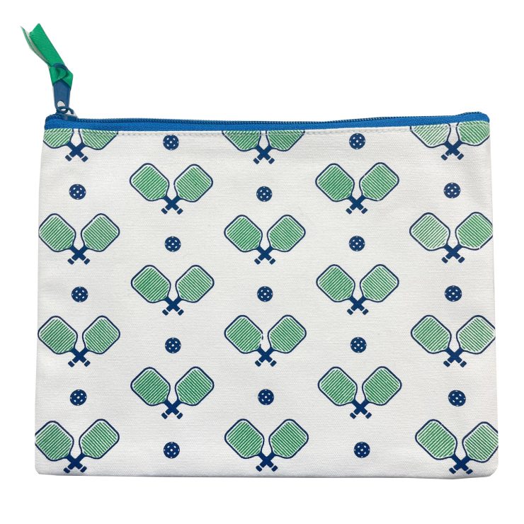 A photo of the Multi Print Pickleball Pouch in Green & Navy product