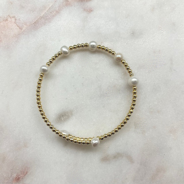 Gold Bead & Pearl Wrap Bracelet - Best of Everything | Online Shopping
