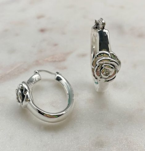 A photo of the Rose Hoop Earrings product