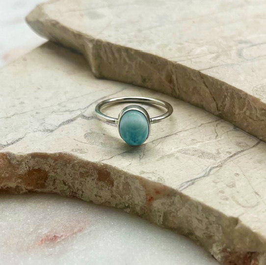 A photo of the Simple Larimar Button Ring product