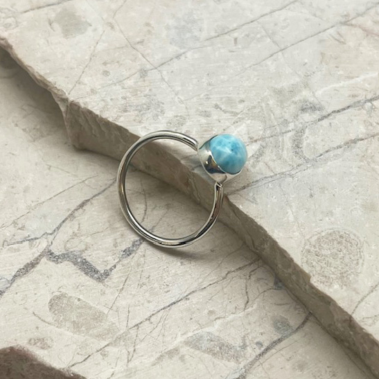 A photo of the Simple Larimar Button Ring product