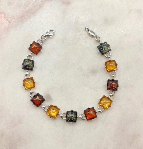 A photo of the Square Multicolored Amber Bracelet product