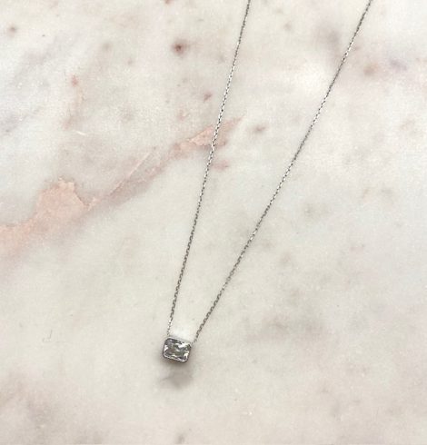 A photo of the Rectangle Solitaire Necklace product