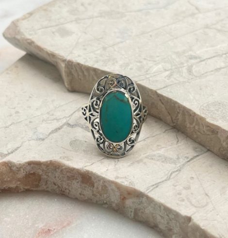 A photo of the Turquoise Oval Medallion Ring product