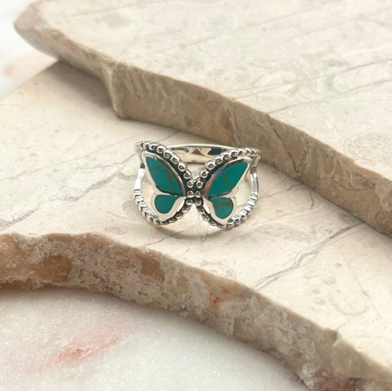 A photo of the Turquoise Butterfly Ring product