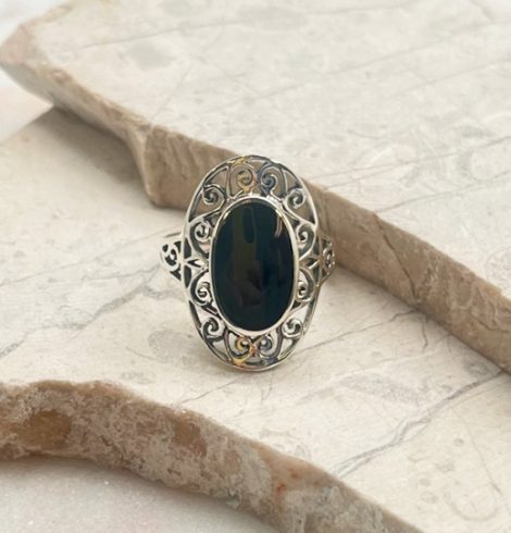 A photo of the Black Onyx Oval Medallion Ring product