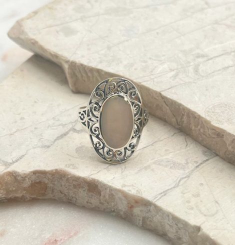 A photo of the Mother Of Pearl Oval Medallion Ring product