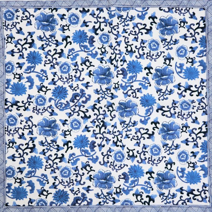 A photo of the Chinoiserie Blue and White Floral Cloth Napkins product