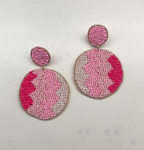 A photo of the Gemma Beaded Earrings in Pink product