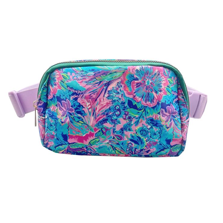 A photo of the Pretty in Pink Floral Belt Bag product
