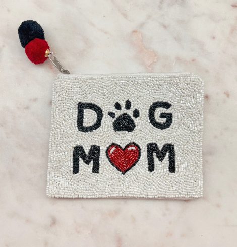 A photo of the Dog Mom Beaded Coin Pouch product