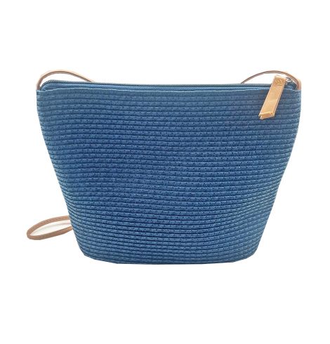 A photo of the Straw Crossbody Bag in Navy product